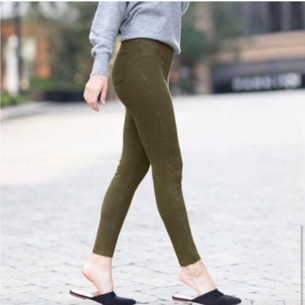 SPANX Ankle Olive Green Jeanish Denim Jeans Size Medium